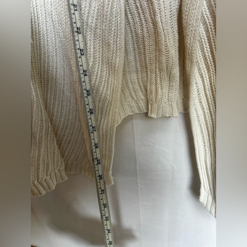 J Jill Cream Knit Ribbed Open Front Cardigan Size 2X - Picture 9 of 11